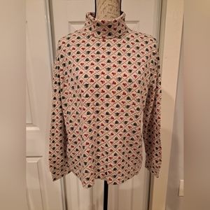 Karen Scott Christmas Turtle Neck - Xmas Trees and Hearts - Sz XL - USED